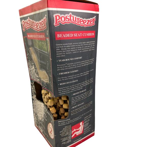 Vintage Orig postureezer Wooden Beaded Massage Chair Car Seat Cover Nwt - Picture 4 of 7